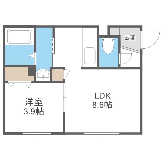 マリオット共栄町(1LDK/1階)の間取り写真