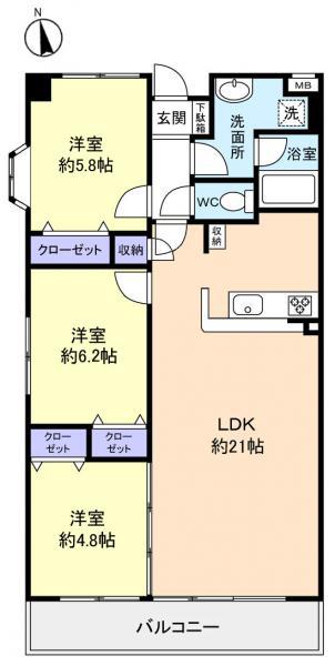 アルデールヒルズ(3LDK/4階)の間取り写真