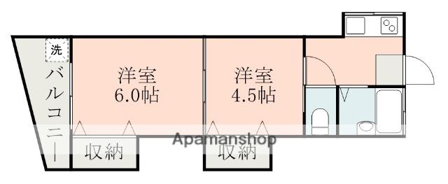 福留アパートA(2K/2階)の間取り写真
