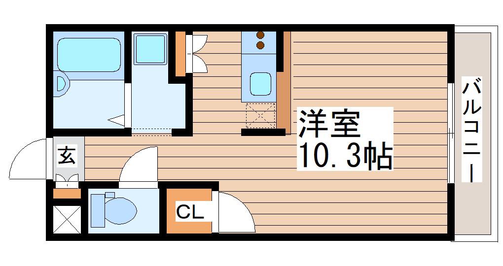 ガーデンハイツ(ワンルーム/2階)の間取り写真