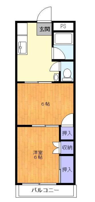東仲町ハイツ(2DK/2階)の間取り写真