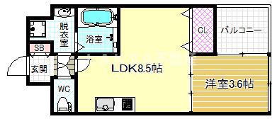 HS梅田イースト(1LDK/8階)の間取り写真