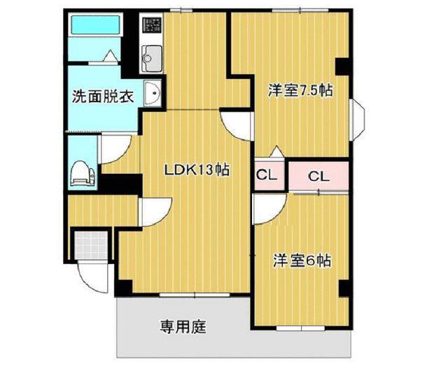 パストラル・グリーンA棟(2LDK/1階)の間取り写真