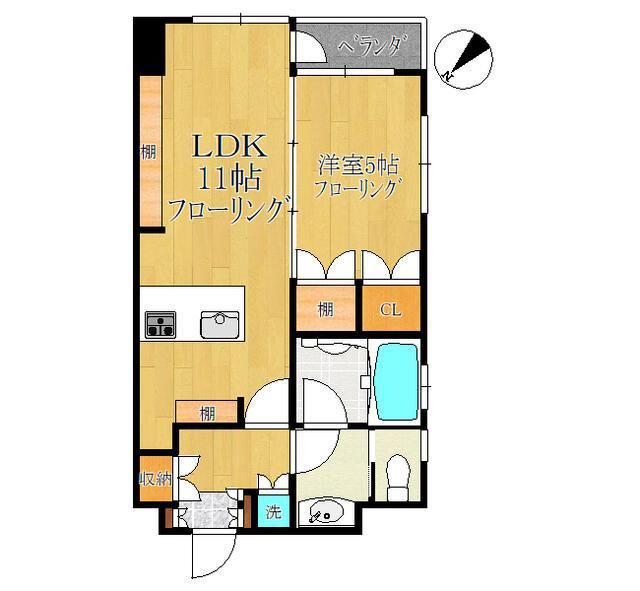 桜坂ハウス(1LDK/8階)の間取り写真