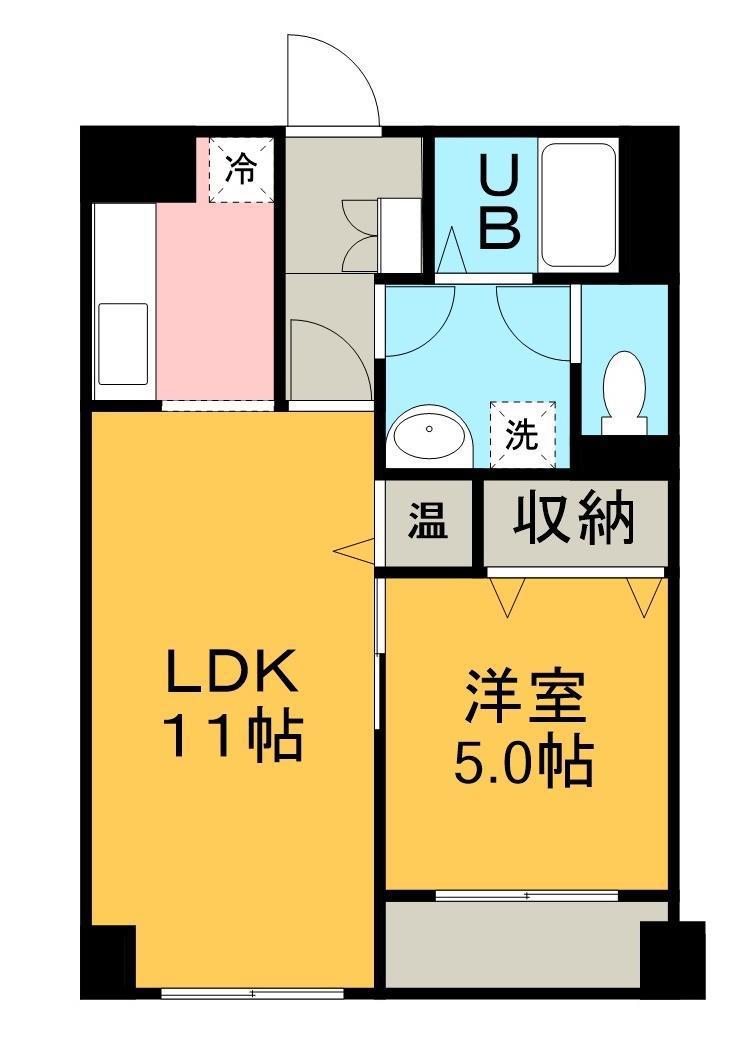 コンチネンタル・インB(1LDK/1階)の間取り写真