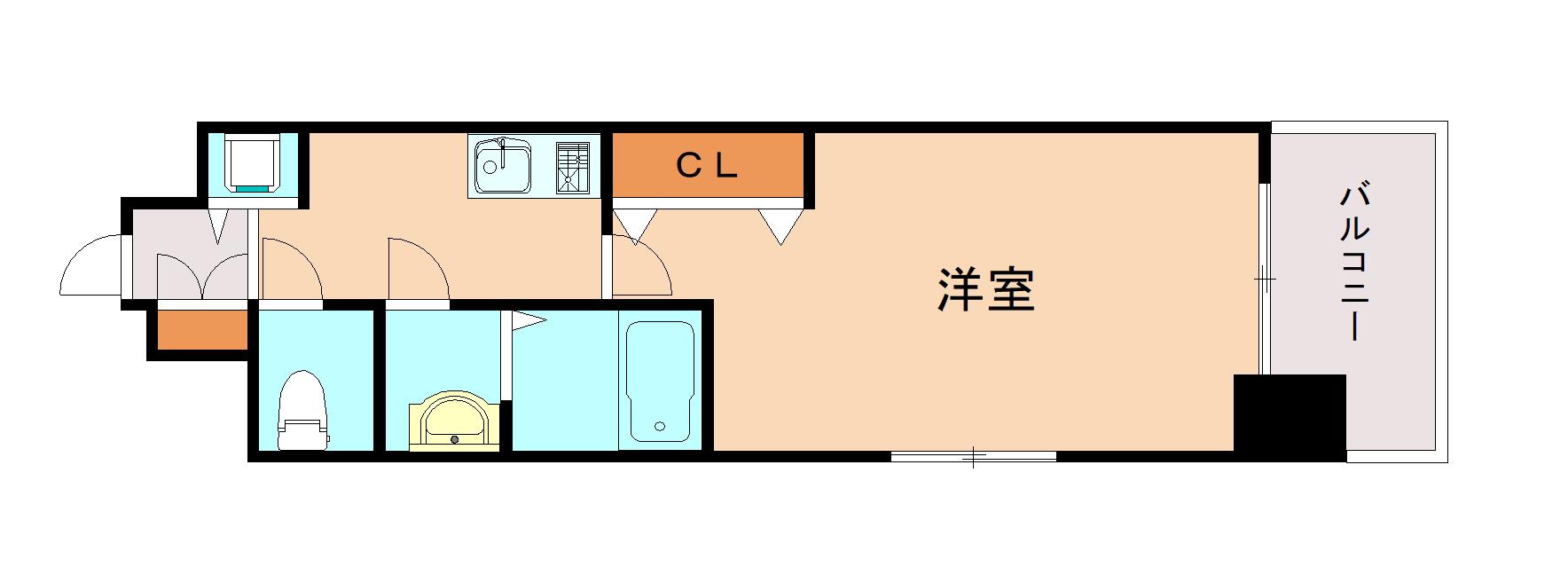 LUXE神戸ウエスト(1K/4階)の間取り写真