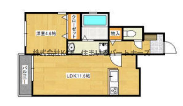 BENESUTA久留米(1LDK/1階)の間取り写真