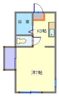 ホワイトキャッスル14番館(1K/2階)の間取り写真