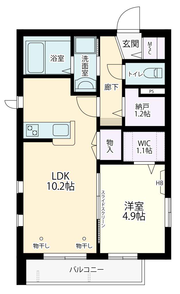 中野スカイパレス(1SLDK/4階)の間取り写真