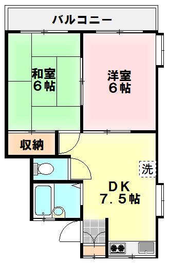 第2石井コーポ(2DK/1階)の間取り写真