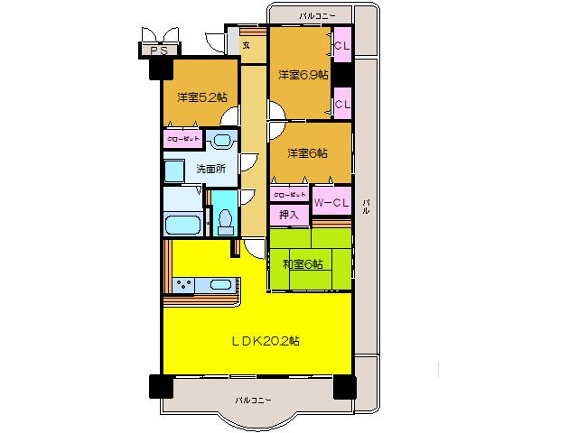 サントノーレ東大洲弐番館(4LDK/11階)の間取り写真