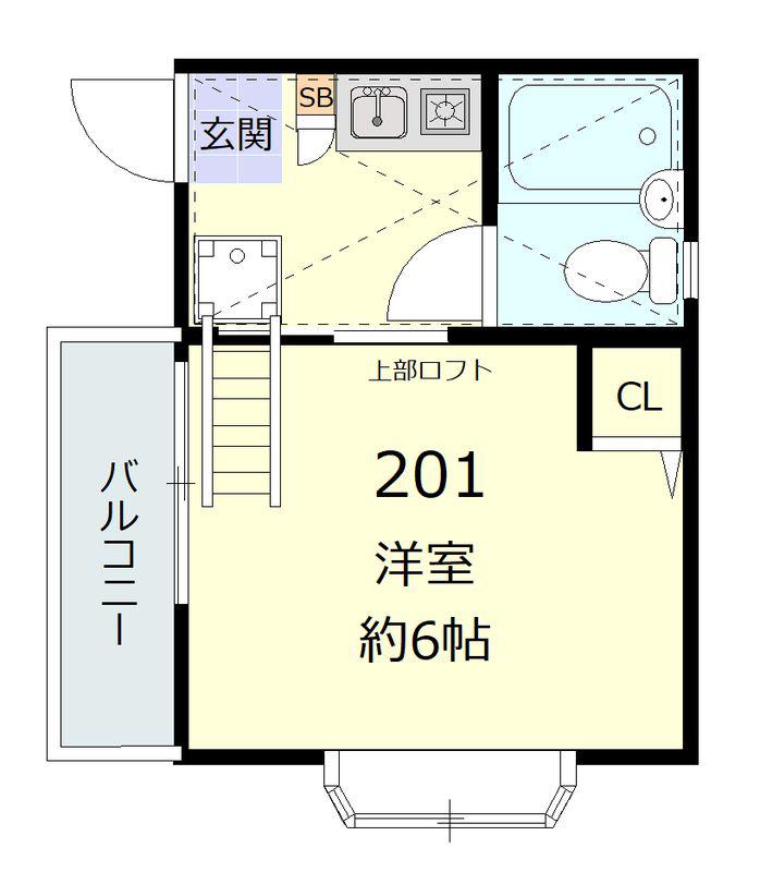 クレシェンドM(1K/2階)の間取り写真