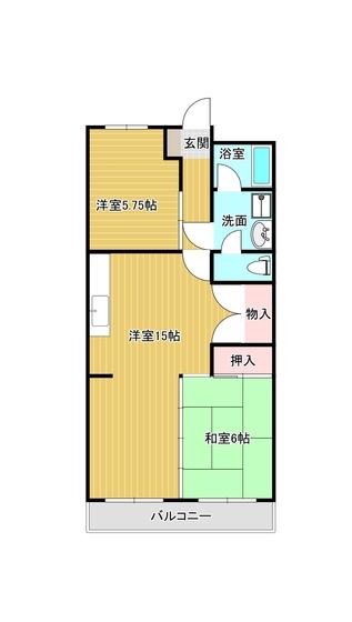 藤本ハウス(2LDK/3階)の間取り写真