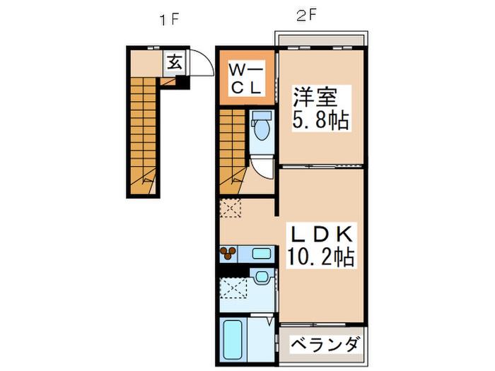 レジデンス プラシード(1LDK/2階)の間取り写真