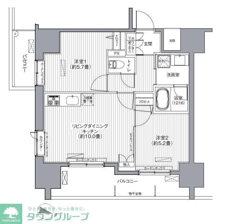 センテニアル王子神谷(2LDK/12階)の間取り写真