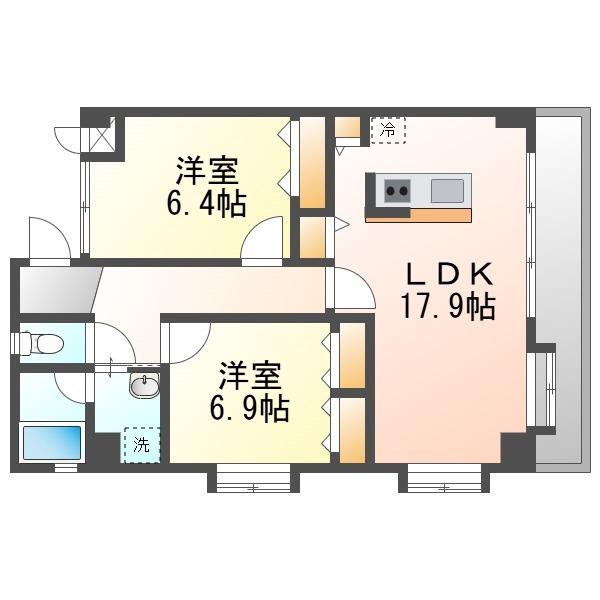 エスタシオン(2LDK/3階)の間取り写真