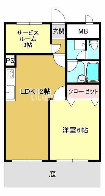 スカイコート大手町(1SLDK/1階)の間取り写真