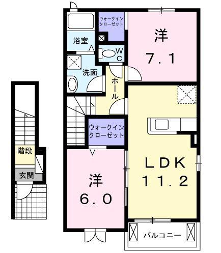 セレノカーサOMI(2LDK/2階)の間取り写真