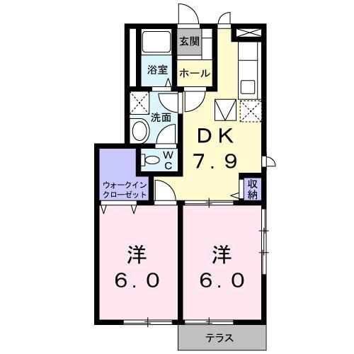 ジュネス清水(2DK/1階)の間取り写真
