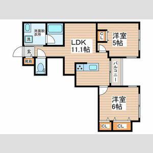 PALMIER下馬(2LDK/2階)の間取り写真