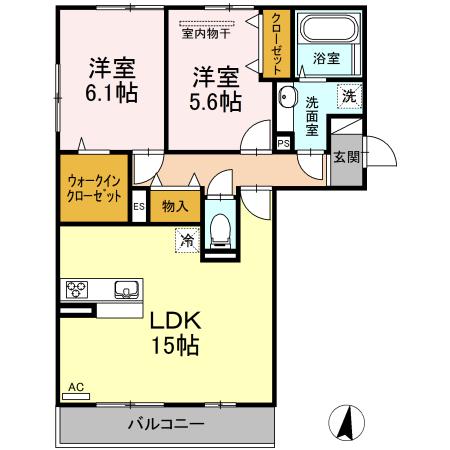 カサグランデ(2LDK/3階)の間取り写真