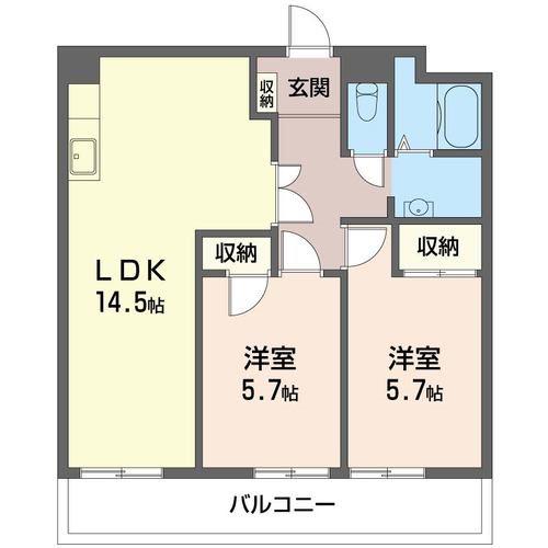 センパークA棟(2LDK/1階)の間取り写真