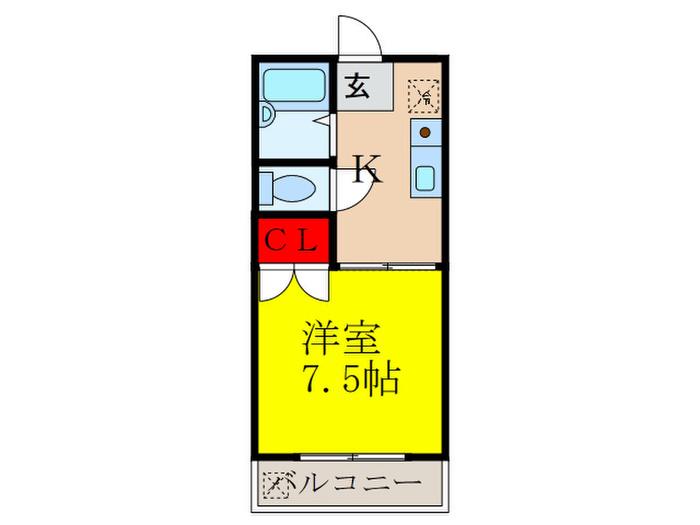 アルファーコート茨木(1K/3階)の間取り写真