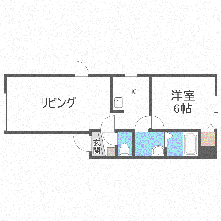 フルハウス八軒 FULL HOUSE(1LDK/1階)の間取り写真