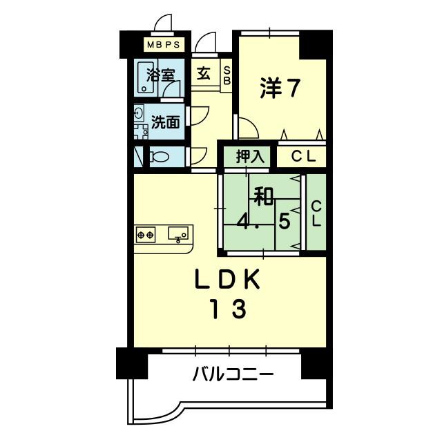 ガーデンパレス東部(2LDK/3階)の間取り写真