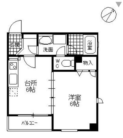 ソシエ六本木(1DK/4階)の間取り写真