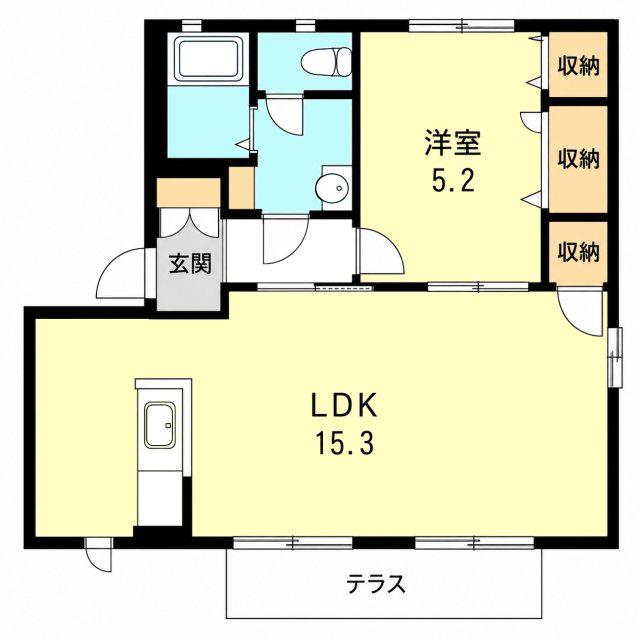 フレグランスエスパAB(1LDK/1階)の間取り写真