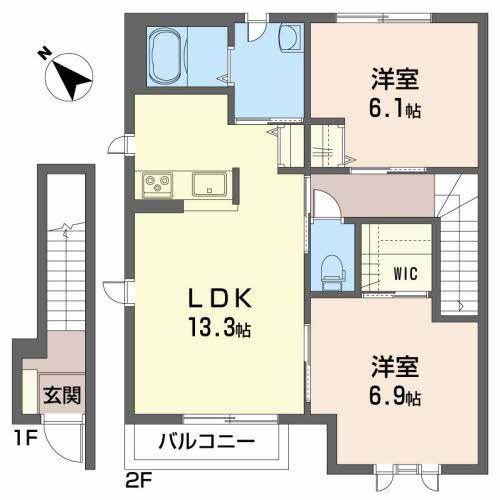 リリー・シャーメゾンC(2LDK/2階)の間取り写真