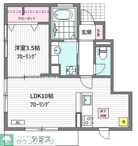 カルミア(1LDK/1階)の間取り写真