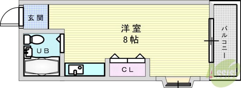 LIVE(ワンルーム/3階)の間取り写真