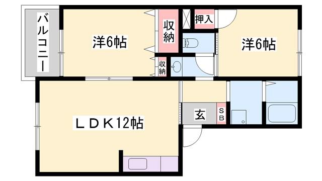 エステートパレス A棟(2LDK/3階)の間取り写真