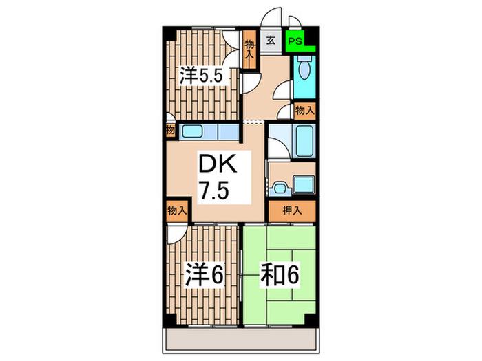 メゾンケイユー(3DK/7階)の間取り写真