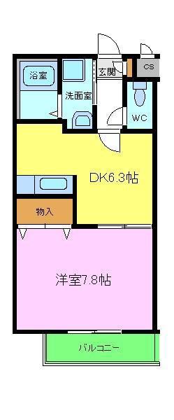 メゾンドオーブ(1DK/2階)の間取り写真