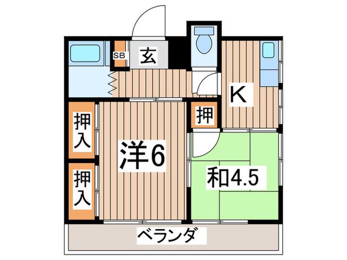 梅寿荘A棟(2K/2階)の間取り写真