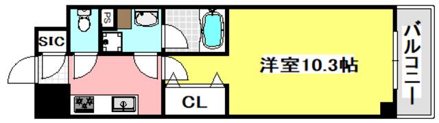 CALME高浜(1K/2階)の間取り写真