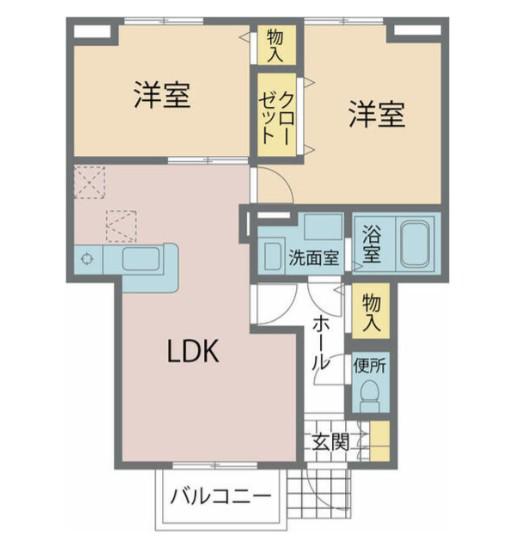 ソレアードA館(2LDK/1階)の間取り写真