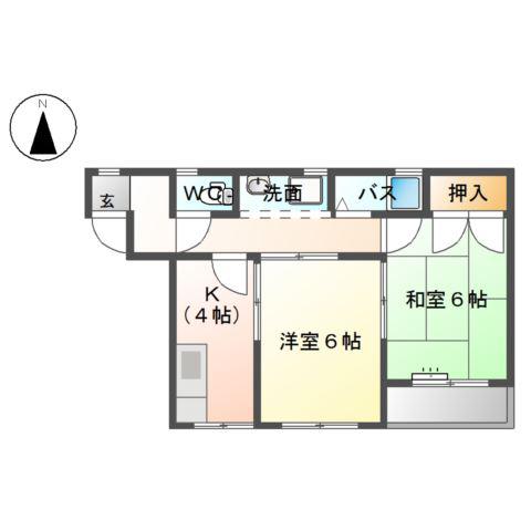 コーポ堀江(2K/1階)の間取り写真