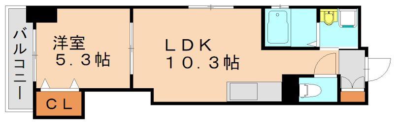 デザイナープリンセス・リバーサイド(1LDK/4階)の間取り写真