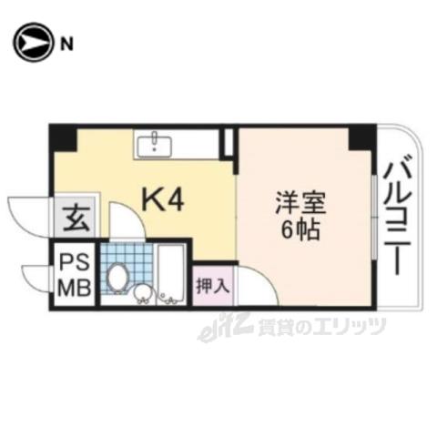 ヤブナカマンション(1K/3階)の間取り写真
