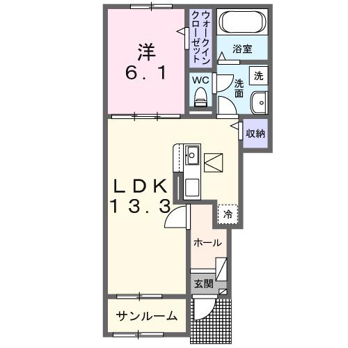 ラ コリーナ G(1LDK/1階)の間取り写真