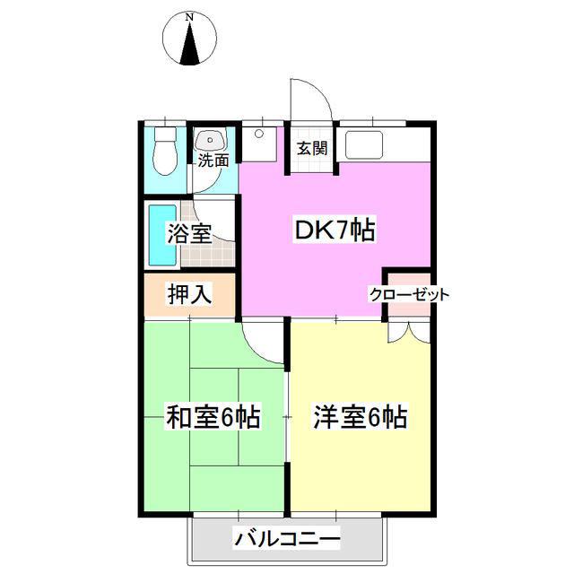 ナルセニューハイム(2DK/1階)の間取り写真