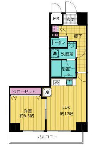 ビラカーサ五番町(1LDK/4階)の間取り写真