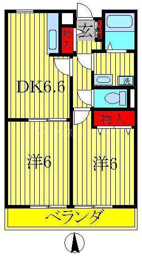 ヴィラ コーラ(2DK/1階)の間取り写真
