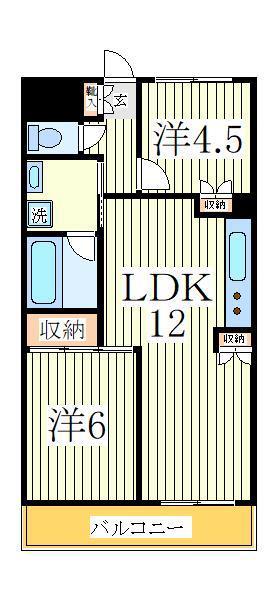 ニューオーク(2LDK/3階)の間取り写真