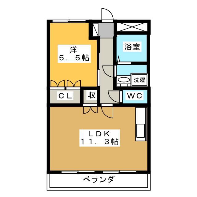 グリーンヒルズII(1LDK/2階)の間取り写真