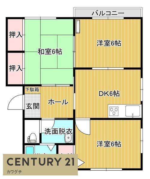 スワンハイツ(3DK/2階)の間取り写真